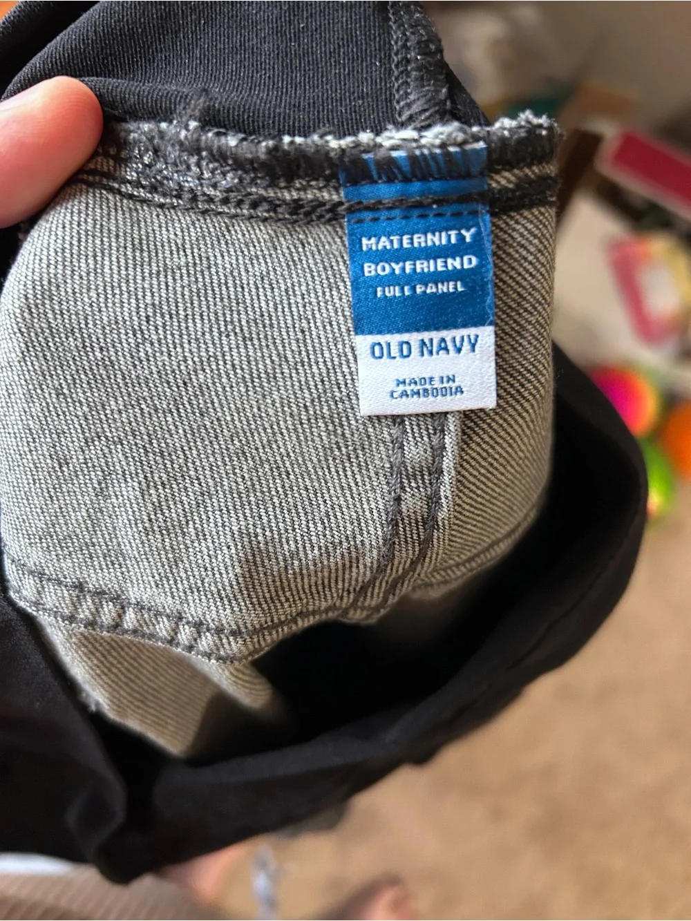 Old Navy Gray Denim Maternity Jeans with Black Belly Full Panel